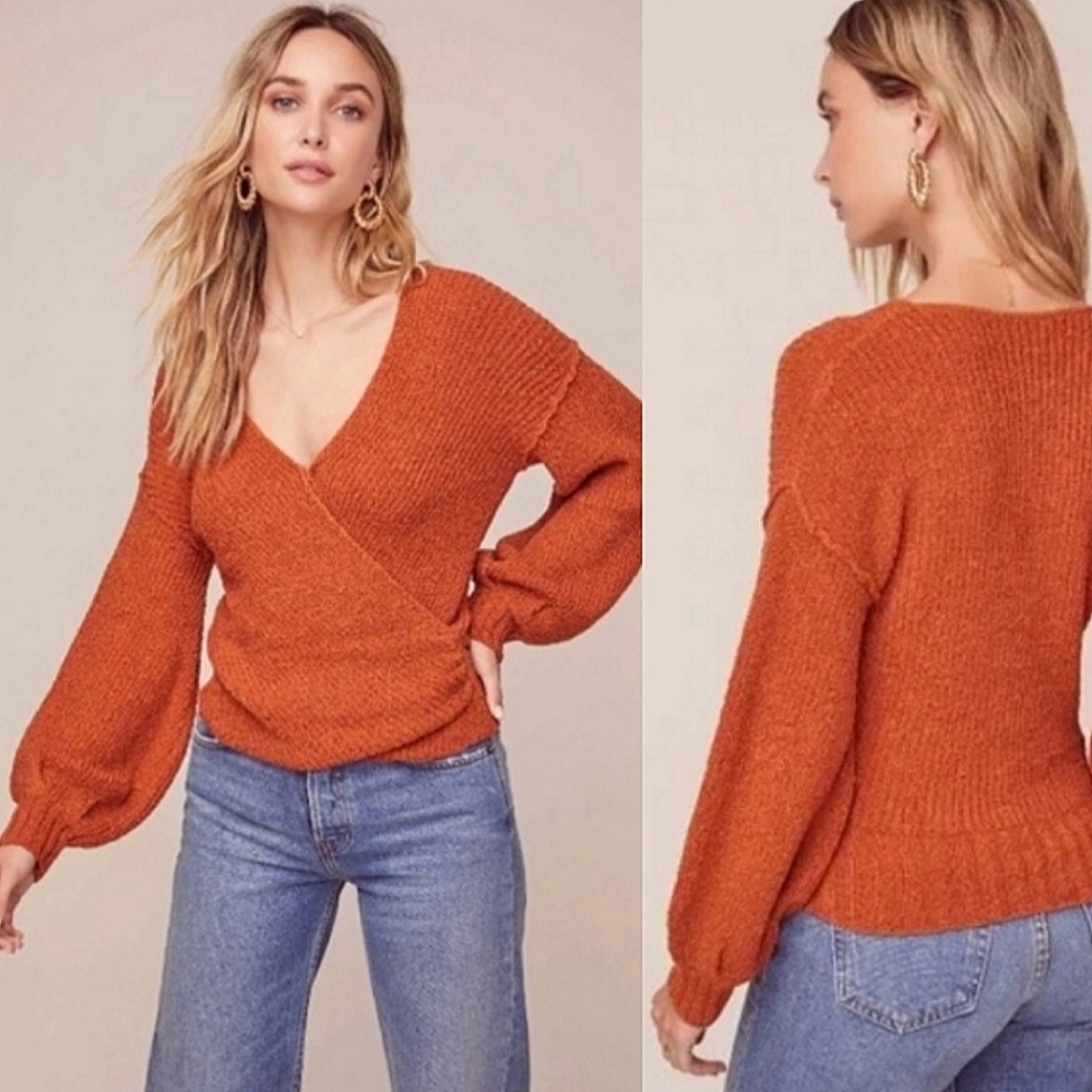 ASTR The Label Denali Wrap balloon sleeve knit sweater in size Medium